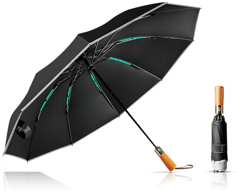 LENDOO Ombrello Pieghevole,Ombrello Automatico Resistente al Vento 10 Stecche Rinforzate per Uomo Donna, Diametro 105cm,Umbrella da Viaggio Leggero Anti UV con Manico Antiscivolo