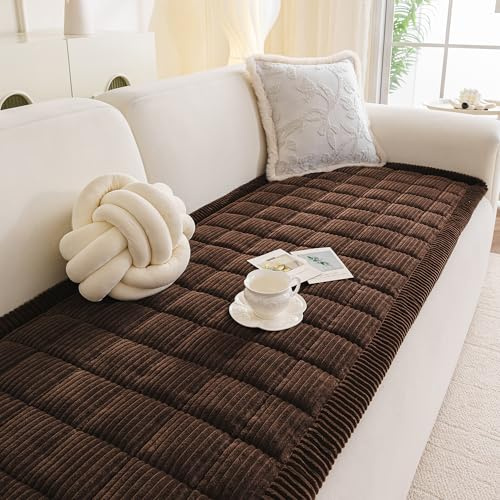 MYSKY HOME Sofabezug L Form, Sofa üBerzug 3 Sitzer, Couch überzug ecksofa, Sofa Decke FüR Wohnzimmer, Sofaschoner rutschfest,Sofa Schoner Auflage Schokoladenfarbe 70x180cm 1pc