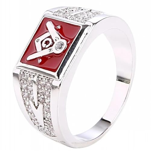 orehugaf Ring Ringe Damen Bijouterie Herren Vintage Herren 3-Farben Silber Farbe Ring Ag Freimaurer Ring Kirche Glauben Ring Party Schmuck Hip Hop Punk Ring