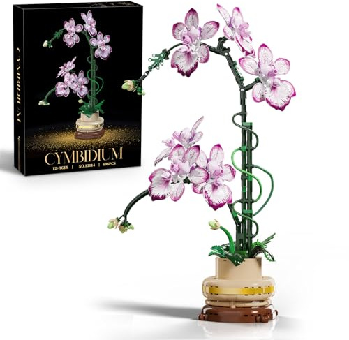 TOFFCAEA Orchidee Blume Bausteine Bausatz, 696 PCS Botanische Blumenstrauß | Kreatives Bauset für Erwachsene, Bonsai Botanicals Blumen Deko Geschenk für Frauen Männer