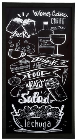 MG Design Kreidetafel aus Holz 50 x 100 cm – Robuste Wandtafel mit Schwarz Holzrahmen, leicht abwischbare Oberfläche für Zuhause Bars & Schulen