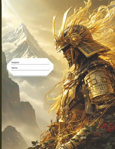 Golden Celestial Samurai Notebook: Mystical Mountain Background Fantasy Art School Journal: Samurai Art Golden Samurai Notebook School Supplies
