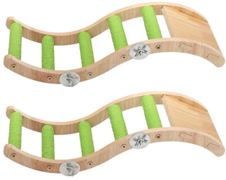 EPIGEIST 2 Stück Kletterspielzeug für Vögel aus Holz Papageien Holzleiter mit Schnabelpflegefunktion Wellensittichzubehör für Innenkäfig