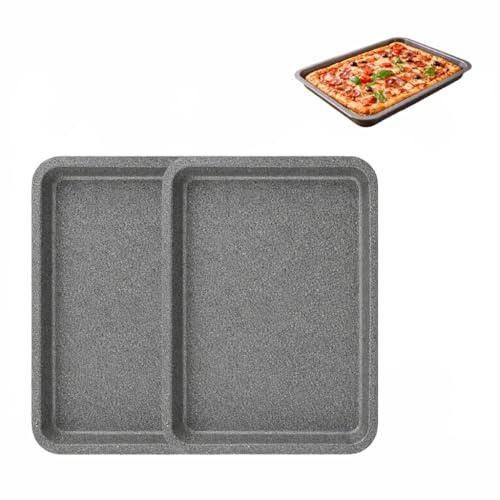 Ma Maison Set 2 Teglie da Forno in Alluminio 40X33X4h CM - Seven Stone, Professionali, Antiaderente, Antigraffio, Max 200°, Forno Gas, Elettrico, Lavastoviglie, Pizza, Cucina - Made in Italy
