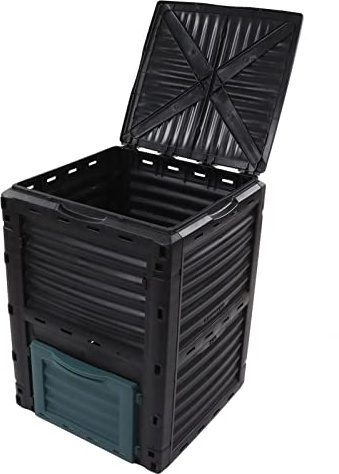 Yctze Poubelle à Compost de 300 L avec Couvercle à Charnière et évent pour un Recyclage Efficace des Déchets de Jardinage et de Cuisine