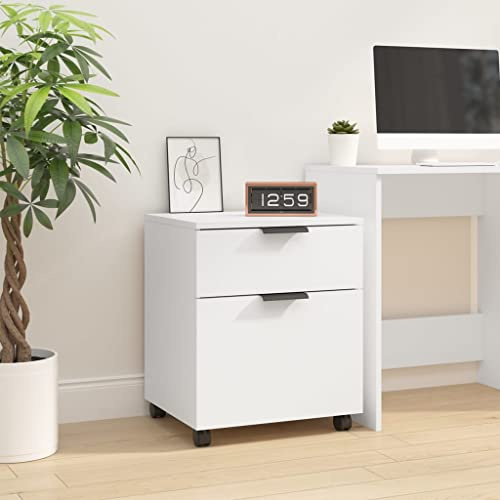 Owoxanthellate Rollcontainer Weiß 45x38x54 cm mit Rollen aus Holzwerkstoff, platzsparende Kommode für Büro Wohnzimmer Flur und Schlafzimmer Modernes Design