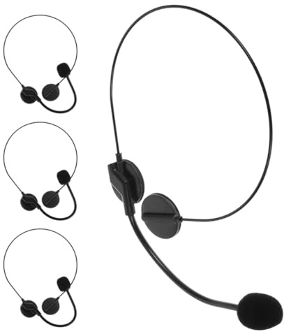 HONITANO 4pcs Fake Earpiece Microphone Costume Headset Props for Halloween Cosplay Rock Star Party Accessories Headband for Dress