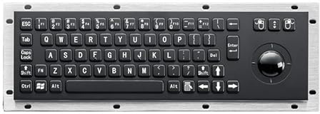 VCBGDJI wasserdichte, vandalensichere IP65-Panelmontage-USB-verkabelte industrielle Metalltastatur aus Edelstahl mit Trackball-Maus(USB Cable)