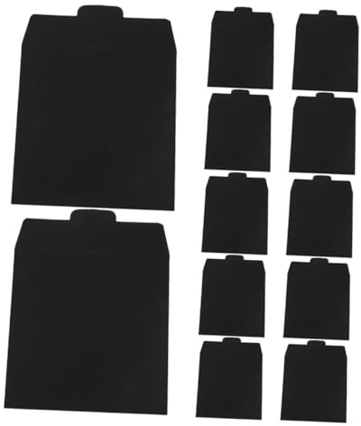 Veemoon 12pcs Black Paper CD Sleeves with Flap, Wedding Card and Document Organizer Bag, Refillable Disc Storage Holder for Cds and Dvds