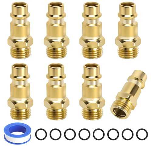 TLDBATICE 8 Piezas 1/4 BSP Euro Roscas Exteriores Racor Rápido Aire Comprimido, Conexión Neumática con Juntas y Cinta PTFE, Acople Rápido Neumático para Compresores Aire Pintura Automóviles