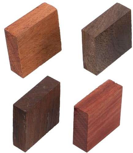 HORIALENCE 4pcs Wood Turning Blanks for DIY Custom Jewelry Making Square Assorted Wood Blanks with Unique Natural Textures Craft Supplies