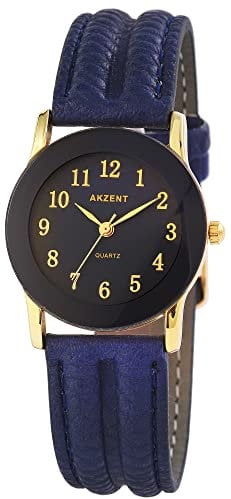 Akzent Damen-Uhr Kunstleder Armbanduhr Dornschließe Analog Quarz 1900273