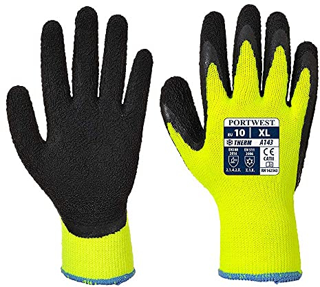 Portwest A143 Thermal Soft Grip Glove Yellow/Black, X-Large