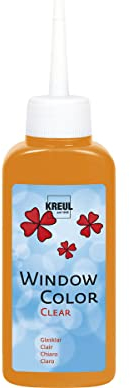 KREUL 40204 - Window Color Clear orange 80 ml, Fenstermalfarbe auf Wasserbasis, mit glatter glasklarer Oberfläche, geeignet für Oberflächen wie Glas, Spiegel und Fliesen
