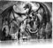 Pixxprint Drache schützend über Burg, Größe: 120x80cm, Leinwandbild, fertig gespannt, Wandbild, Dekoration, Kunstdruck, kein Poster