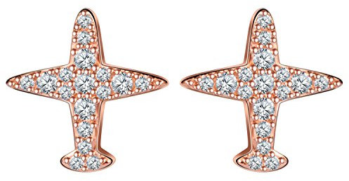 Unendlich U Einzigartig Flugzeug Mädchen Ohrstecker 925 Sterling Silber Zirkonia Stecker Ohrringe Ohrschmuck, Rosegold