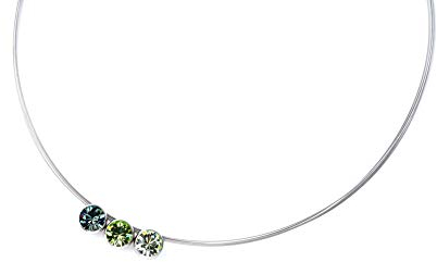 TIABELLE – Collier TRIO aus Titan mit funkelnden Swarovski® Kristallen – Silberfarbene Kette für Damen – allergenfrei & hautverträglich – Handmade in Germany (L=45 cm | Erinite, Peridot, Chrysolite)