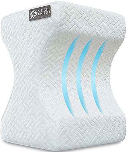 5 STARS UNITED Cuscino per Ginocchio per Dormire - Cuscino per Gamba in 100% Memory Foam, Cuscini per Dormire Sul Lato, Cuscino per Supporto al Ginocchio, Cuscini per Dormire per Anca