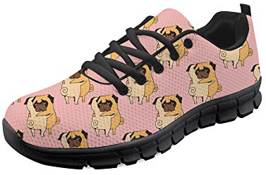 Showudesigns Laufschuhe Damen Leichte Sneaker Atmungsaktiv Bequeme Schuhe Zum Gehen Frauen Freizeit Sportschuhe Karikatur Krankenschwester Schuhe Mops Hund Nurse Shoes Rosa(Größe 39)