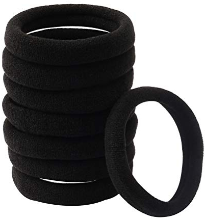 nuoshen 100 Pcs Hair Ties for Women, Cotton Hair Bands Elastic Hair Bobbles Stretch Strong Hairbands Ponytail Holders for Thick Heavy and Curly Hair(Black)