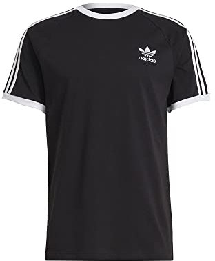 adidas Mens 3-Stripes Tee T-Shirt, Schwarz, M