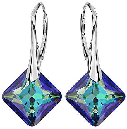 Pendientes de plata de ley 925 con cristales – Princess – Pendientes para mujer – Bonita joya para mujer con caja de regalo (Bermuda)