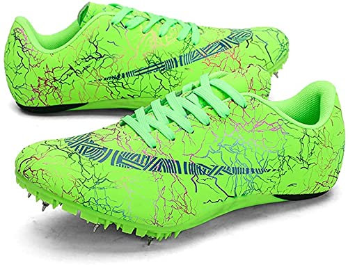 LONG-M Scarpe da Atletica Leggera Unisex Scarpe da Atletica Leggera 8 Chiodi Tacchetti da Corsa Campestre Scarpe da Corsa Professionali da Competizione per Atletica Leggera,Verde,39
