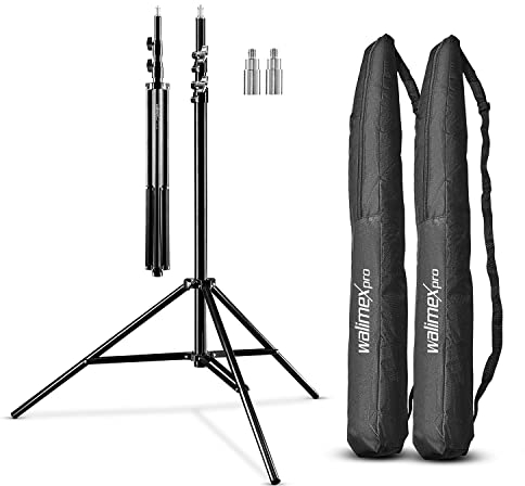 Walimex pro Lichtstativ WT-806 2er-Set bis 256 cm Höhe, Blitzstativ mit Federdämpfung inkl. 3/8 Adapter & Taschen, Lampenstativ bis 6 kg, Studiostativ für Ringlicht, Reflektor, Blitz & Video