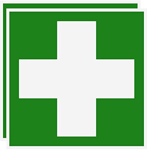 Adesivo di primo soccorso – croce verde segno di salvataggio – autoadesivo per scatola di medicazione – 10 x 10 cm (2)
