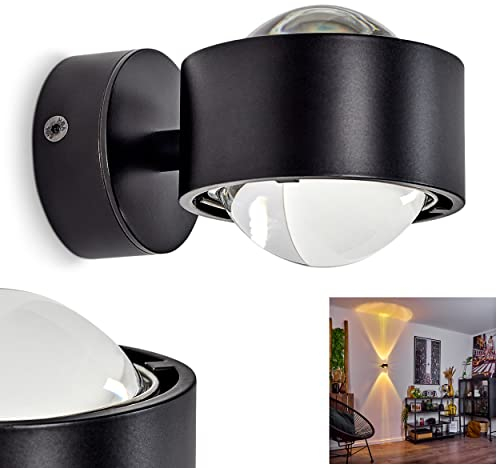 HOFSTEIN Wandleuchte Sapri, moderner Wandstrahler aus Metall/Glas in Schwarz/Klar, 1 x G9, ohne Leuchtmittel, Wandspot mit tollem Lichteffekt, Up&Down Leuchte, Lieferumfang: 2 x Farbfilter gelb