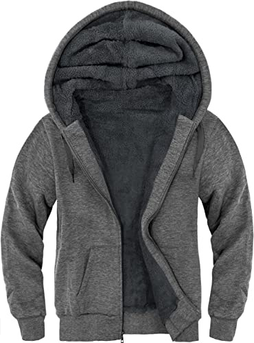 LLdress Sweatjacke Herren Winter Hoodie Warmer Kapuzenjacke Fleece Jacke Gefüttert Reißverschluss Kapuzenpullover Winterjacke mit Taschen