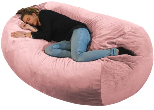 Bananair Gros Pouf Long - Doux & Confortable - Housse Lavable en Machine - Lit Géant XXL pour Chambre/Salon - Éco-Responsable, Rembourrage en Mousse Revalorisée (160 x 90 x 60 cm, Rose)