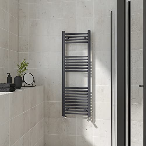 Warmehaus Straight Heated Towel Rail Anthracite Bathroom Ladder Style Radiator Grey Central Heating 1200x400mm
