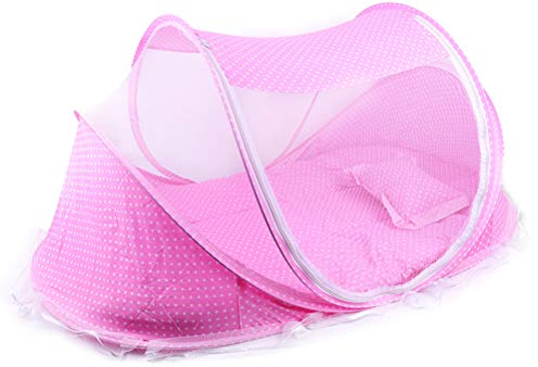 Lit de bébé Pliable Moustiquaire Lit de Voyage Portable Lit de Sommeil pour Nouveau-né (Rose)