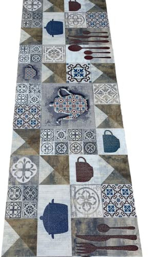 Tappeto da cucina antiscivolo disegno moderni lavabile in lavatrice (AL METRO, Maioliche)