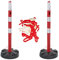 AUA SIGNALETIQUE -Kit 2 POTEAUX PVC Ø 63 mm sur Socle Lesté Classe 2 + Chaîne de signalisation 2 m – Rouge/Blanc (Kit 2 Poteaux + Chaîne 2 m)