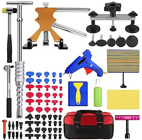 OSBELE Paintless Dent Repair Tools Kit Dent lifter Glue gun Dent Puller Glue Tabs Line Board Slide hammer Suction Cup with tool bag (Color : 35pcs)