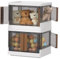 HAIXIN Collapsible Storage Boxes with Lids - 72L Stackable Storage Bins with Four Opening Door, Plastic Closet Organiser, Storage Container with Wheels for Kitchen Bathroom Indoor and Outdoor 2 Pack
