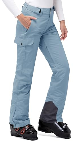 33,000ft Damen Skihose Outdoorhose Wasserdicht Winddichte Softshellhose Warme Gefütterte Thermohose Wanderhose Winter Ski Pants Women Hellblau XXL