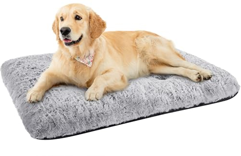 Baodan Hundebett Grosse Hunde, 90x65 cm Waschbar Katzenbett Flauschig, Hundekissen Hundematte in Grau mit Rutschfestem Unterseite Dog Bed