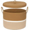 ORGMASTER Large Laundry Basket with Lid, Cotton Rope Laundry Hamper Foldable Storage Organizer Bin Blanket Basket for Comforter, Cushions, Clothes, Pillows, 52 x 52 x 38 cm, Camel/White