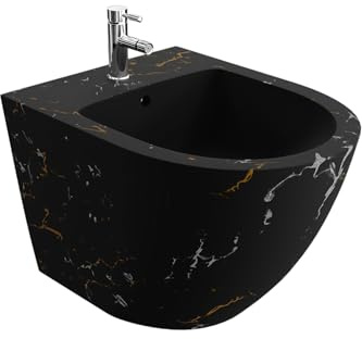 LAVITA Bidet universale da parete Sofi Fire con foro per rubinetto e protezione per troppopieno in ceramica, per il montaggio a parete, igienico e facile da pulire, 36,5 x 49 x 32,5 cm