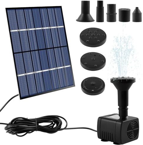 Pompa a fontana solare, 1,4 W, ad energia solare, con 8 ugelli, pompa multiuso per laghetti, fontane per esterni, per giardino, laghetto, piscina, acquario, vaschetta per uccelli