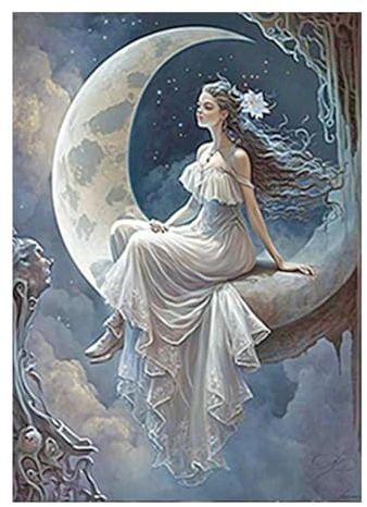 SHEGZHUC Diamond Painting Elfen Feen 30x40cm Diamant Painting Elfen und Feen Diamond Painting Teufel und Engel Mond Diamant Malerei Kunst Stickerei Kreuzstich Bilder Geschenk Wanddekoration