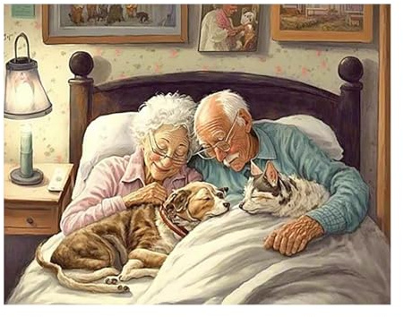 SHEGZHUC Diamond Painting - Ältere Menschen mit Hunden Wanddekoration - Kunst Stickerei Kreuzstich Bild Geschenk