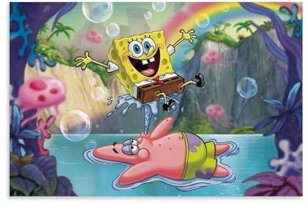 LETOOUY Anime Live Art Spongebob And Patrick Poster Dekorative Malerei Leinwand Wandkunst Wohnzimmer Poster Schlafzimmer Malerei,Wandkunst Bilddruck Moderne Familienzimmer Dekor 12x18inch(30x45cm)