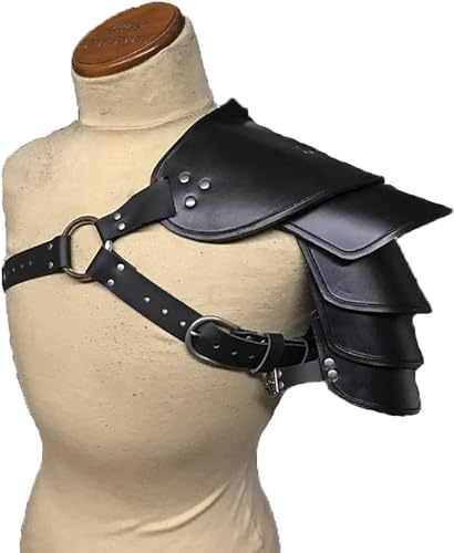 Schulterrüstung, Retro mittelalterliche Ritterschulterrüstung | Schulterstücke aus Kunstleder in freier Größe for Kostümzubehör, Partys und Kostüme(Black)