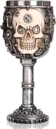 KUUBEELAA Stainless Steel Skull goblet Mug, 3D Skull Tankard Mug Gothic Beer Cup Coffee Tea Drinking Cup Goblet Drinkware Medieval Drinkware Wine Goblet Glass, Gifts for Halloween/Christmas/Birthday
