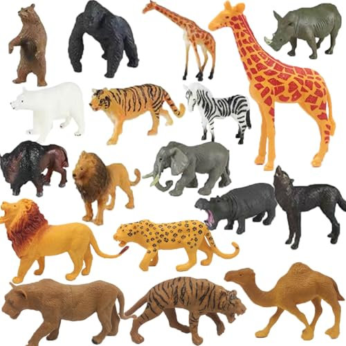 Aszaui 18 Pièces Animaux Jouet,Figurine Animaux Forêt,Figurine Animaux de la Foret,Figurines d'animaux de Safari, Mini Jouets d'animaux de la forêt,Jouets Zoo,pour Déco Fête Noël Cadeau