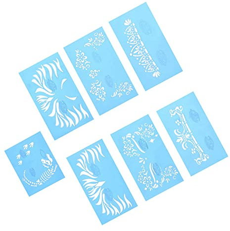Kits de Pochoirs de Peinture pour le Visage, 7 Pièces/ensemble, Modèle de Peinture Corporelle Réutilisable, Fleurs, Couronne, Squelette, Outils de Conception de Maquillage du